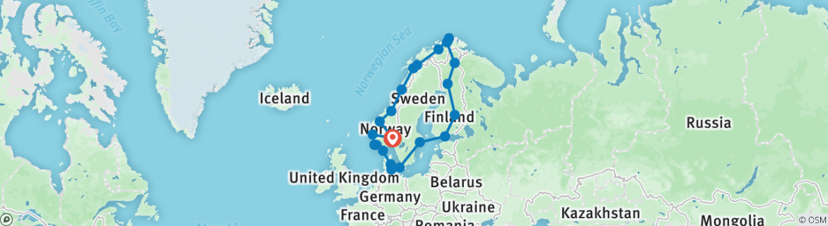 Carte du circuit Héritage scandinave - Classique, 28 jours