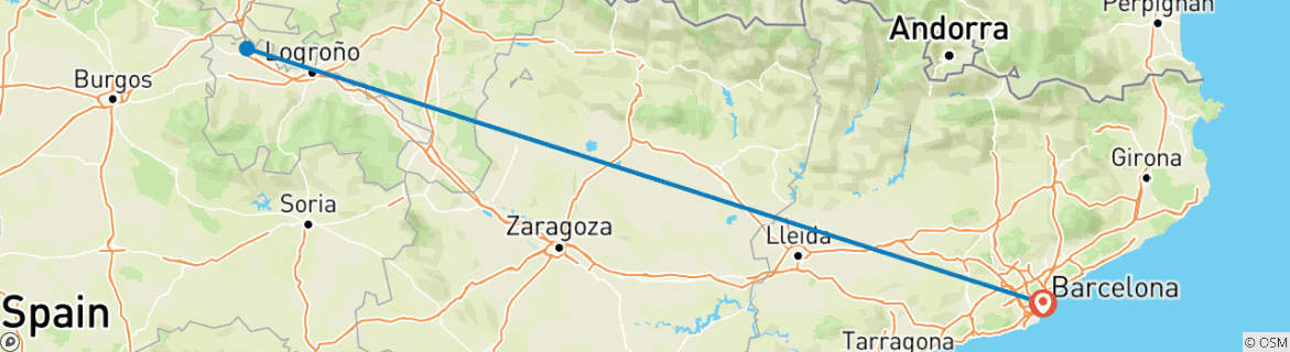 Image d'une carte montrant l'itinéraire du circuit