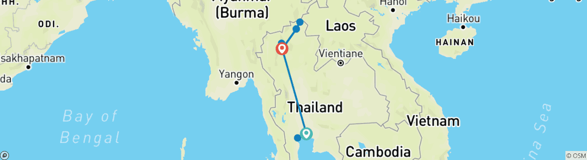 Mapa de Maravillas de Tailandia: circuito de 7 días por Bangkok, Chiang Mai y Chiang Rai