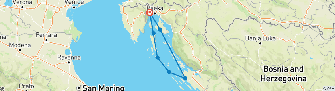 Map of Kvarner Bay Islands - from Opatija