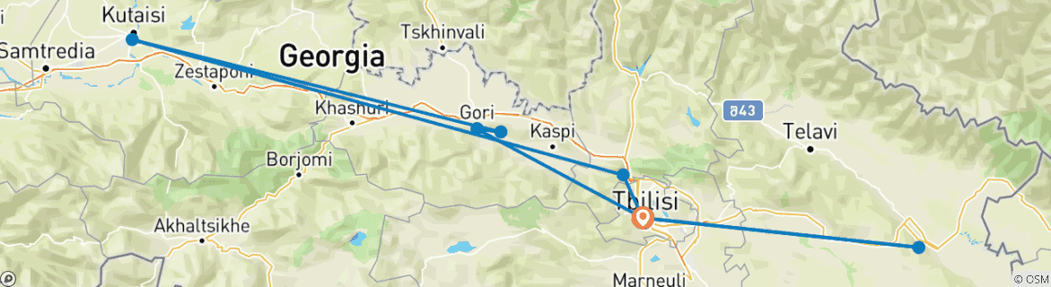 Karte von Erlebnisreise Georgien entlang der Seidenstraße - 6 Tage