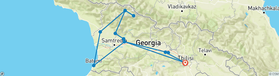 Map of 10 Day Authentic Georgia