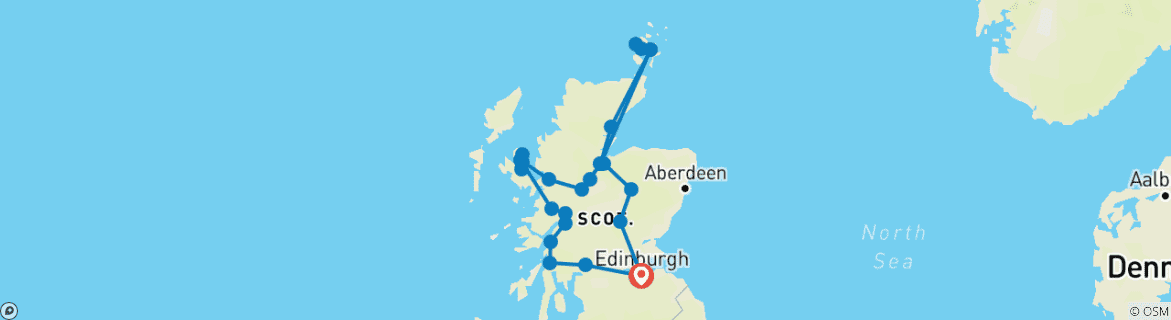 Mapa de islas Orcadas, Skye y el lejano norte