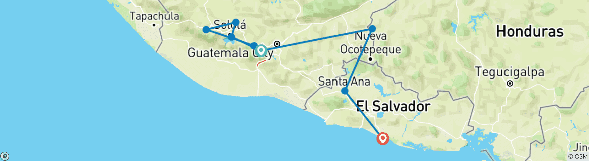 Image d'une carte montrant l'itinéraire du circuit