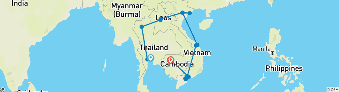 Carte du circuit Circuit de 21 jours en Asie du Sud-Est
