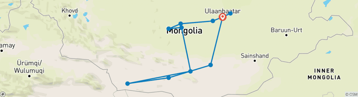 Karte von Das Beste der Mongolei