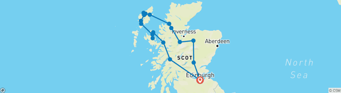 Carte du circuit Circuit de 6 jours en petit groupe pour les Hébrides extérieures et Skye au départ d'Édimbourg