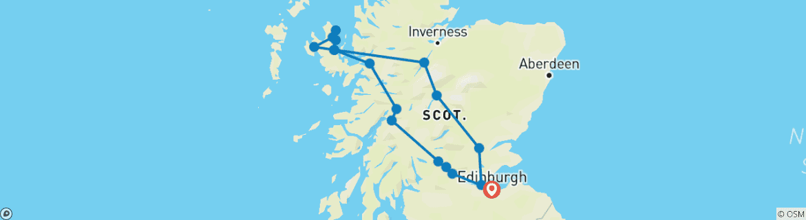 Map of 3-Day Isle of Skye Small-Group Tour from Edinburgh