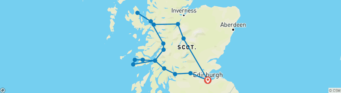 Map of 5-Day Iona, Mull & the Isle of Skye Small-Group Tour from Edinburgh