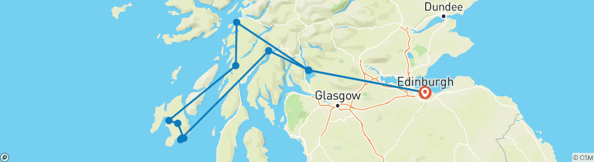 Map of 4-Day Islay & the Whisky Coast Small-Group Tour from Edinburgh Including Admissions