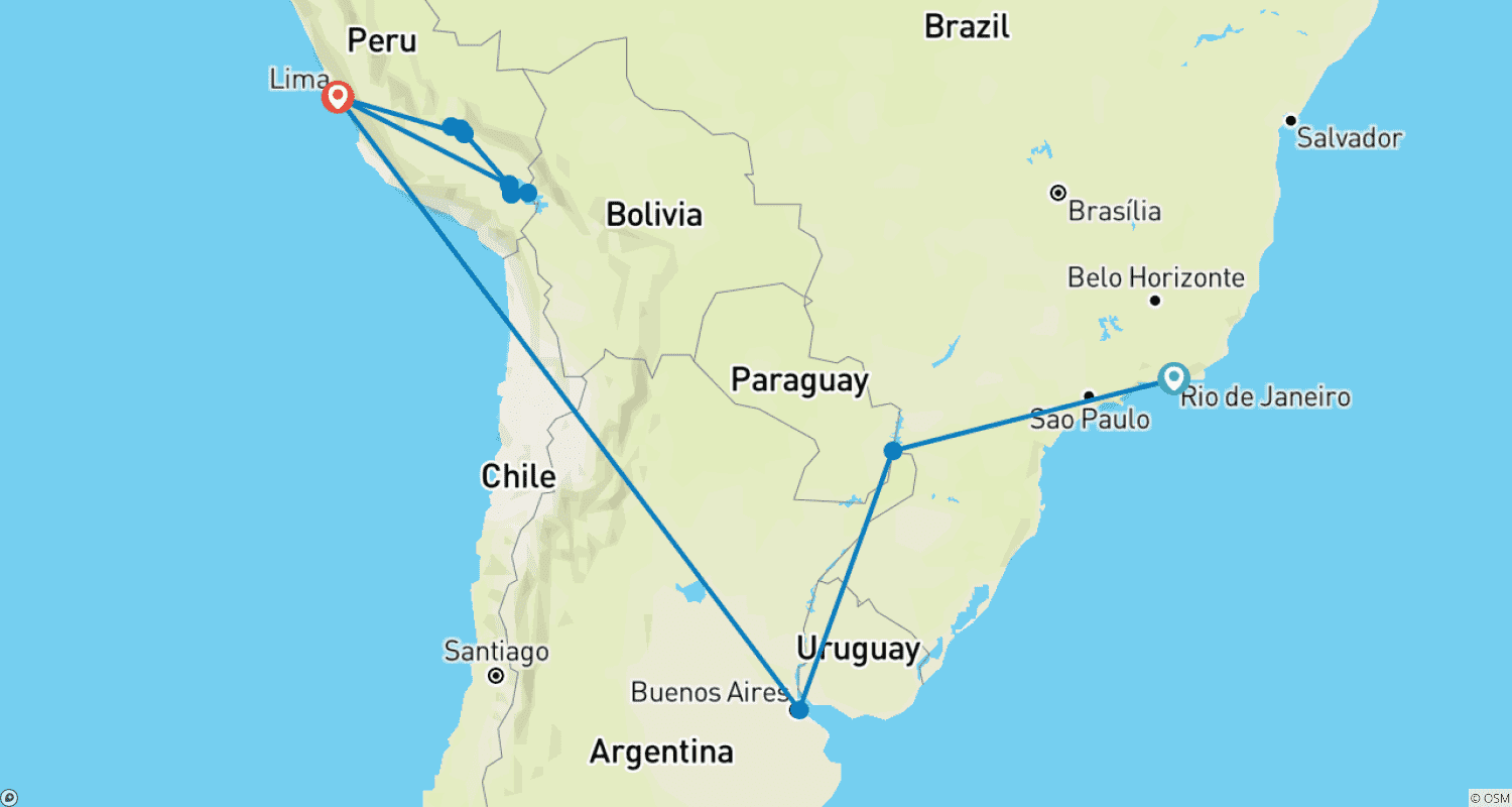 Mapa trasy: Odkrywanie Ameryki Południowej (Puno i Jezioro Titicaca)