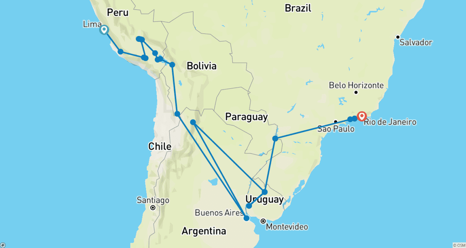 خريطة مسار Best of South America