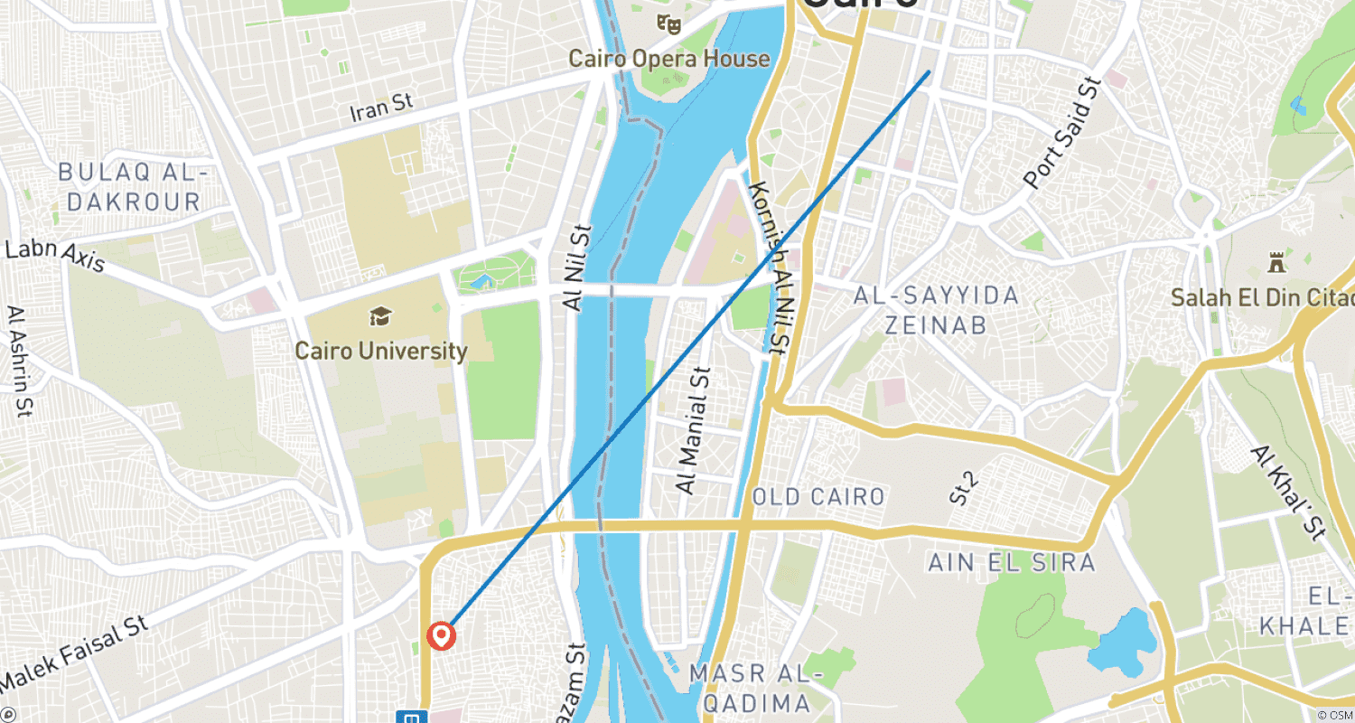 Mapa do percurso de Escapada de 5 Dias no Cairo
