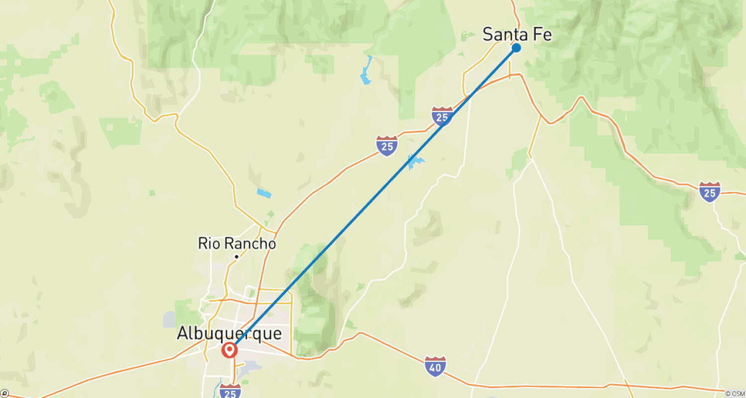 Mapa do percurso de Novo México Encantado com o Festival de Balões de Albuquerque e Santa Fe
