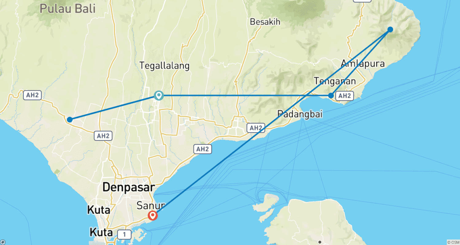ティーンエイジャーと楽しむバリ島家族旅行のルートマップ