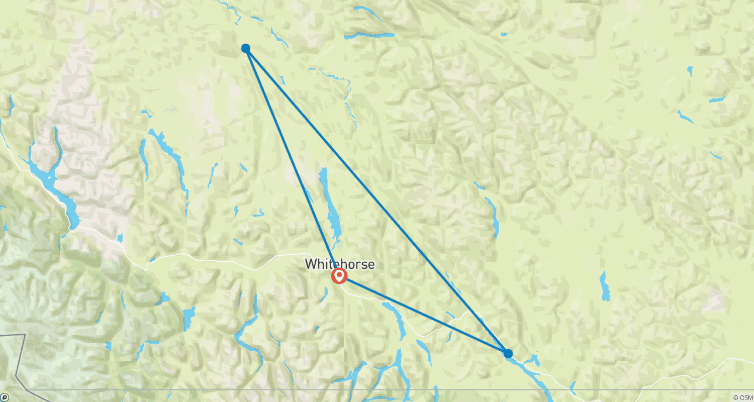 Mapa do percurso de Espírito do Yukon: Rio Teslin