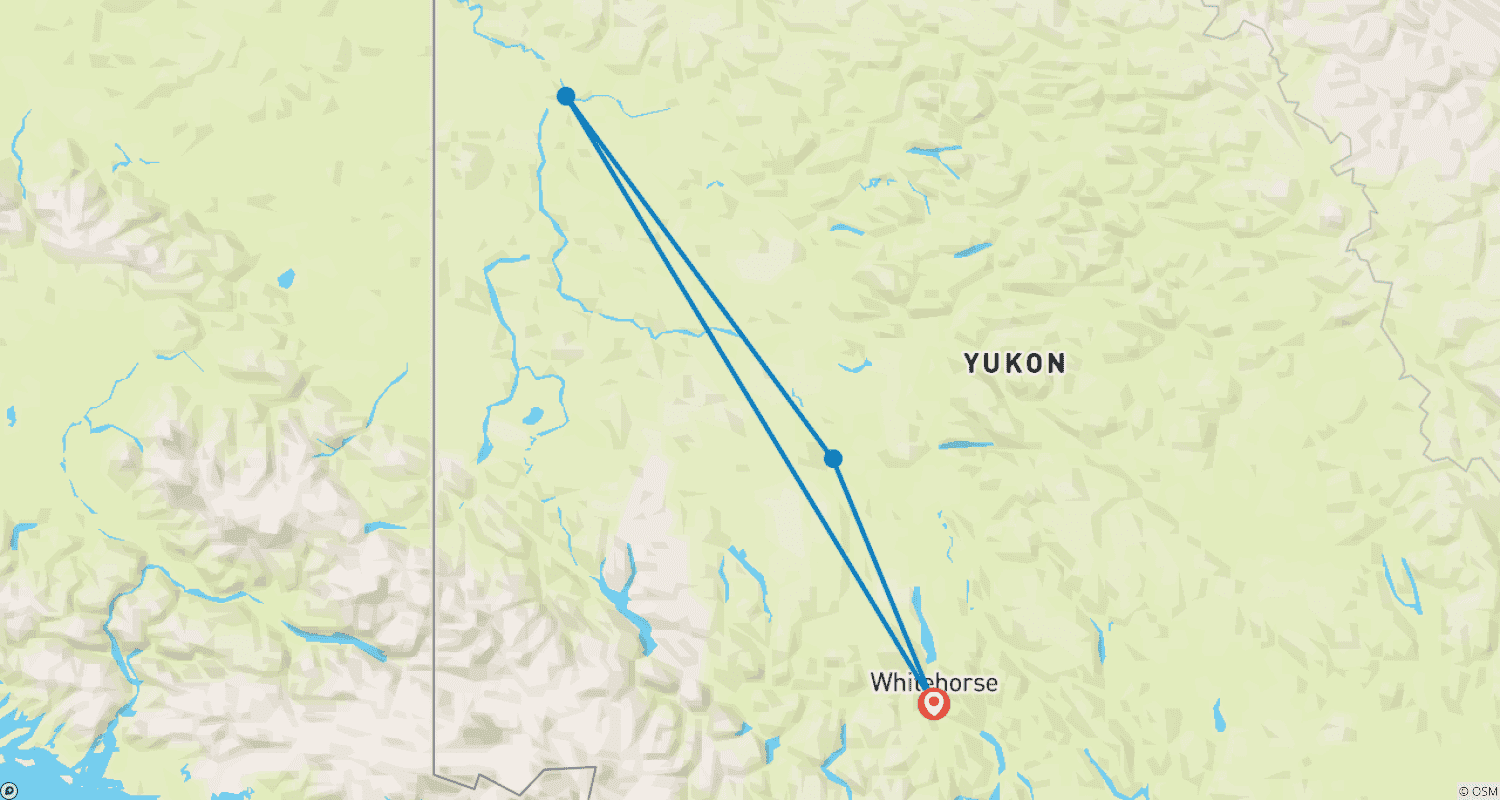 Mapa do percurso de Remando com as Garotas no Rio Yukon