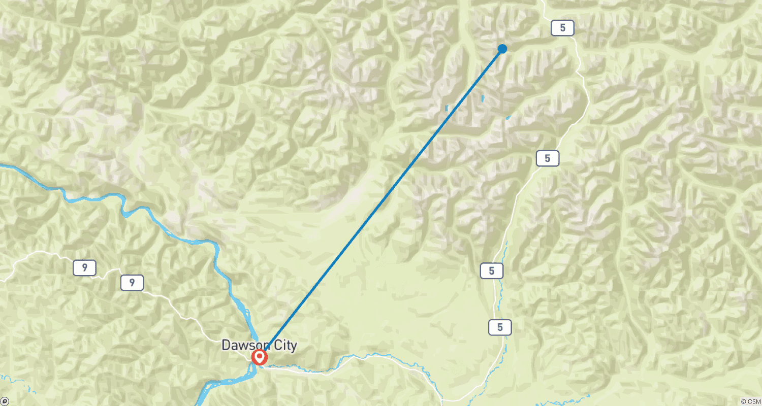 Mapa do percurso de A Patagônia do Canadá: Trekking no Parque Territorial Tombstone