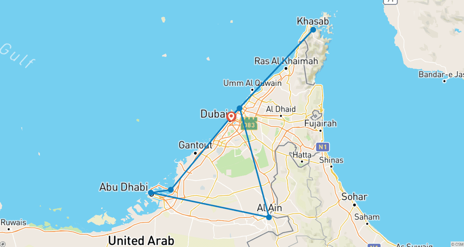 Mapa trasy: Magiczny Dubaj
