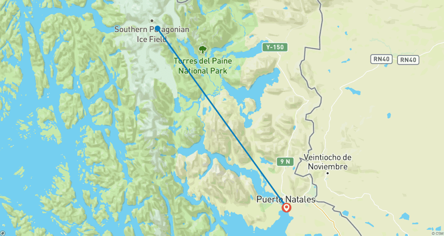 Mapa do percurso de Patagônia Essencial