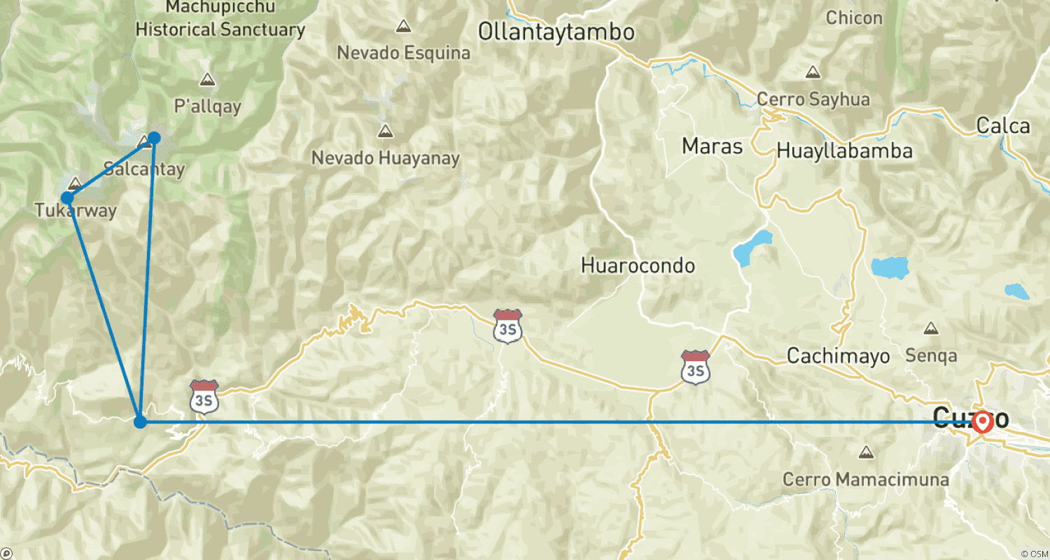 Mapa trasy: Salkantay Trek 2D/1N