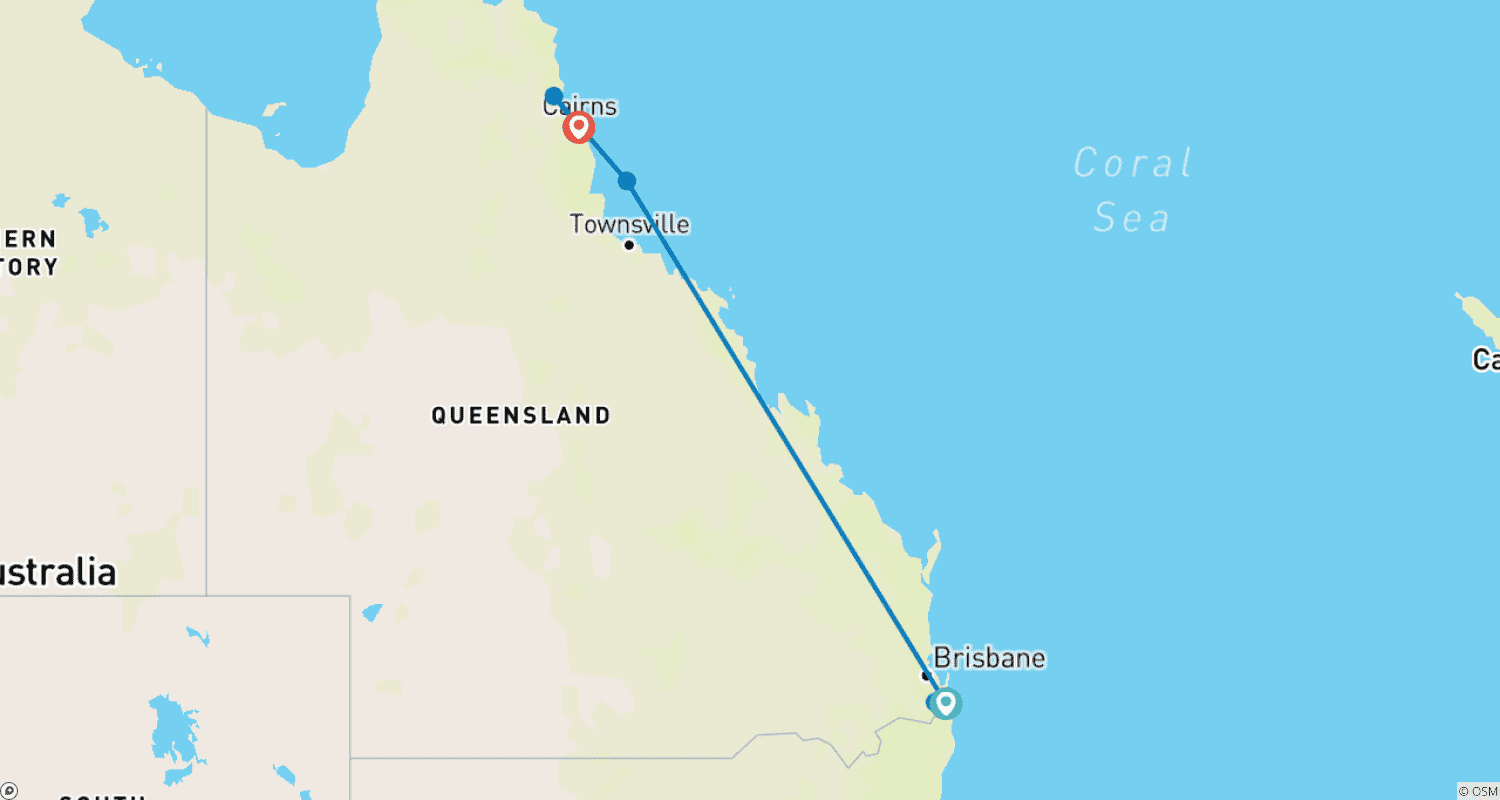 Mapa trasy: Australia – Przygoda z dziką przyrodą na wybrzeżu