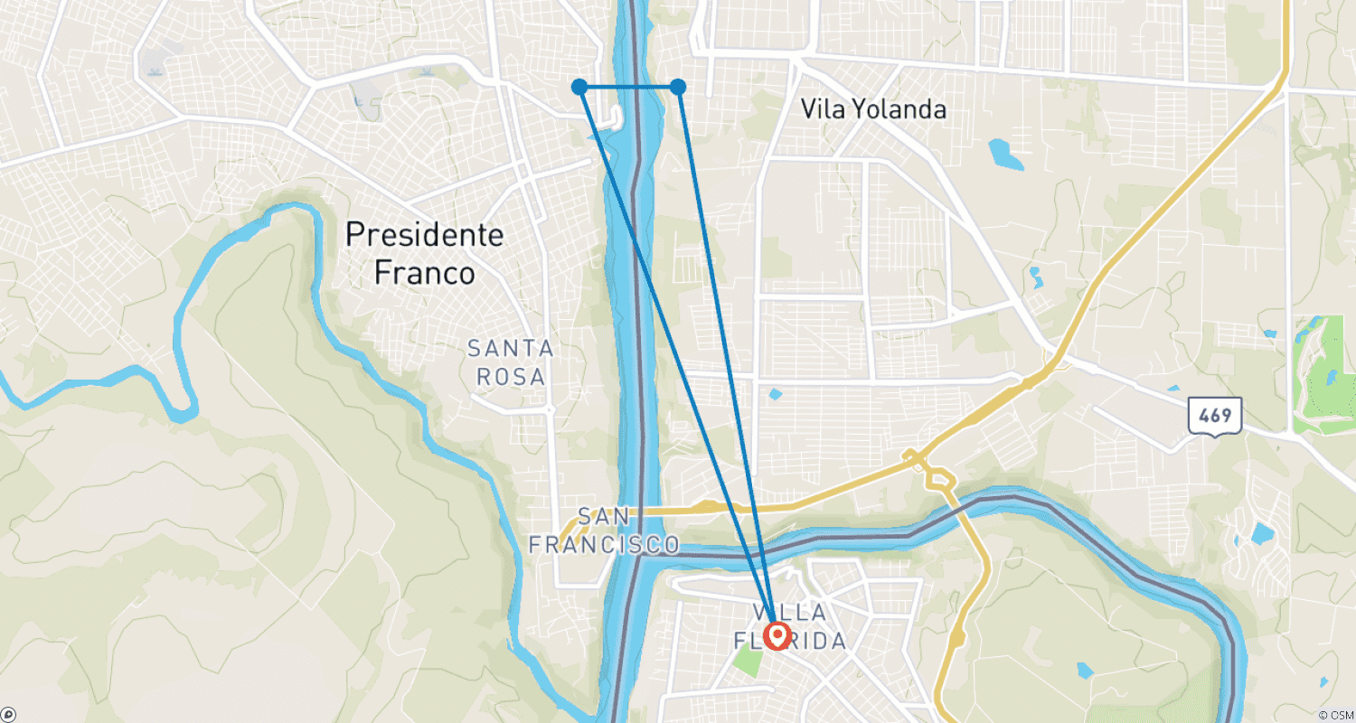 Mapa do percurso de O Melhor das Cataratas do Iguaçu em 3 noites