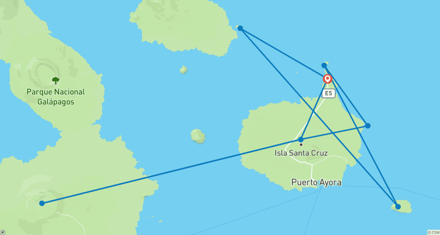 خريطة مسار 6 أيام أصيلة Me Gusta Galapagos - Santa Cruz & Isabela Islands
