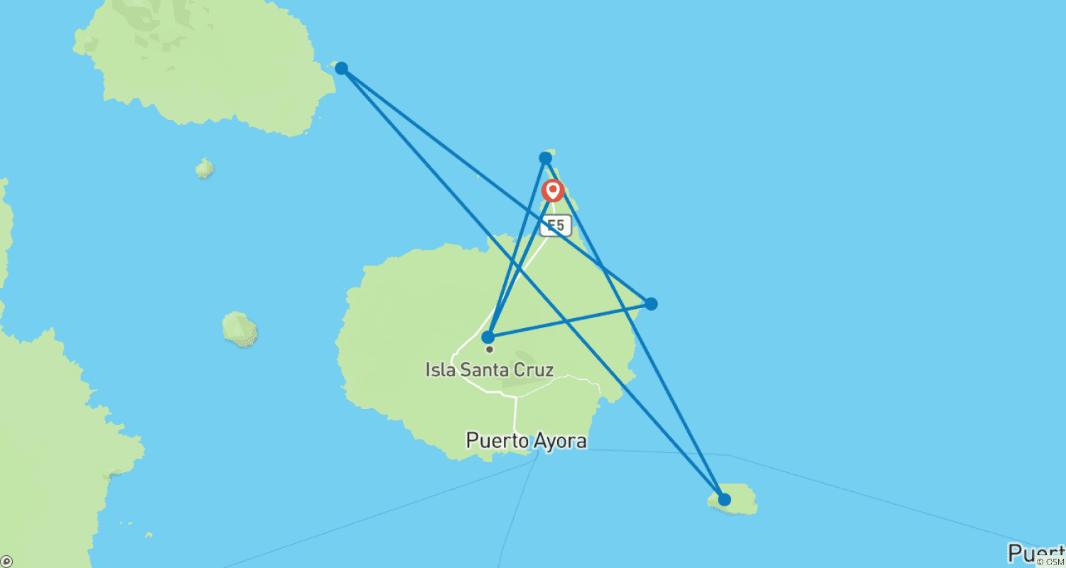 Mapa trasy: 4 dni Me Gusta Galapagos Wyspa Santa Cruz