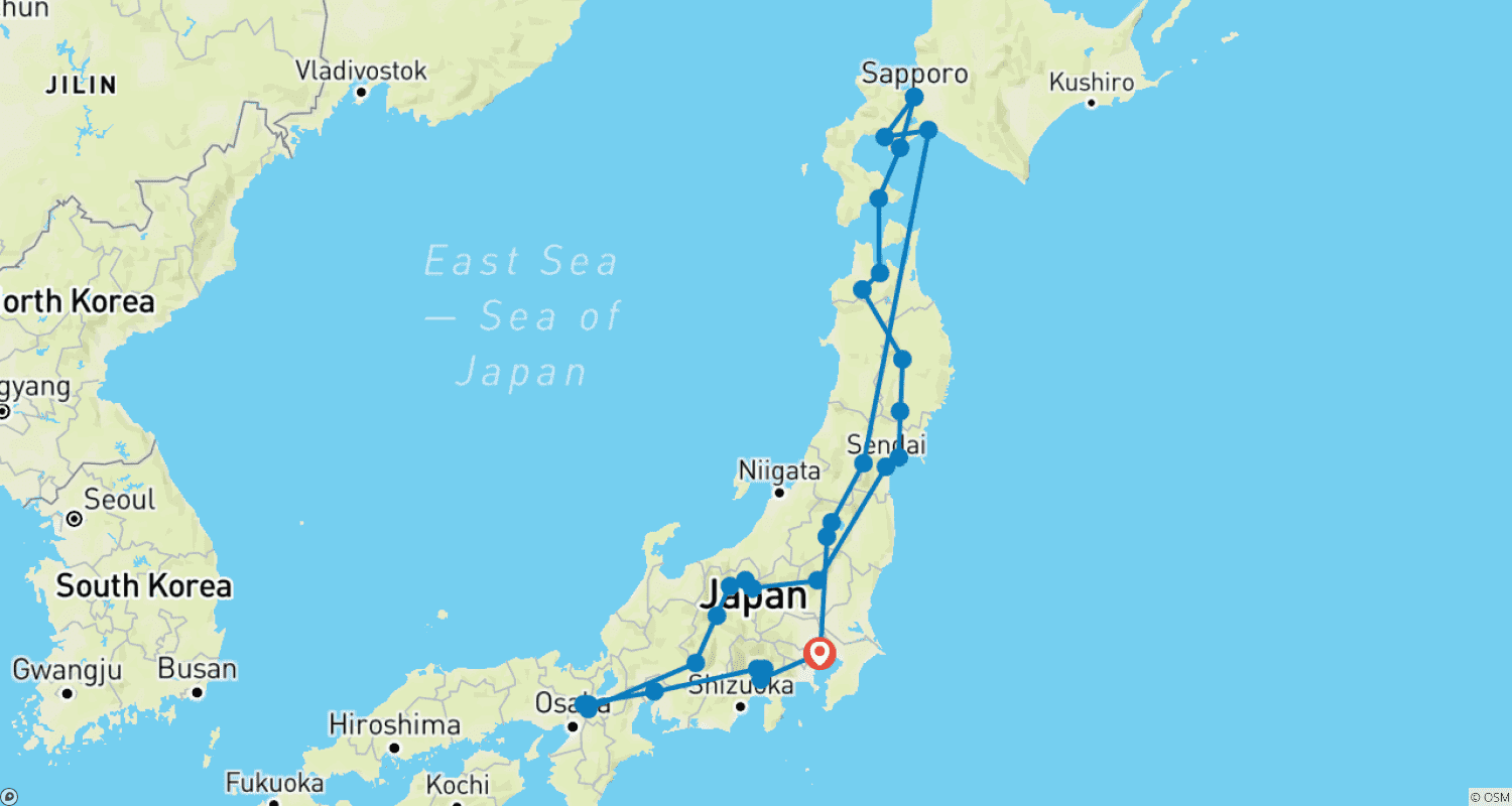 Mapa trasy: Odkryj Japonię