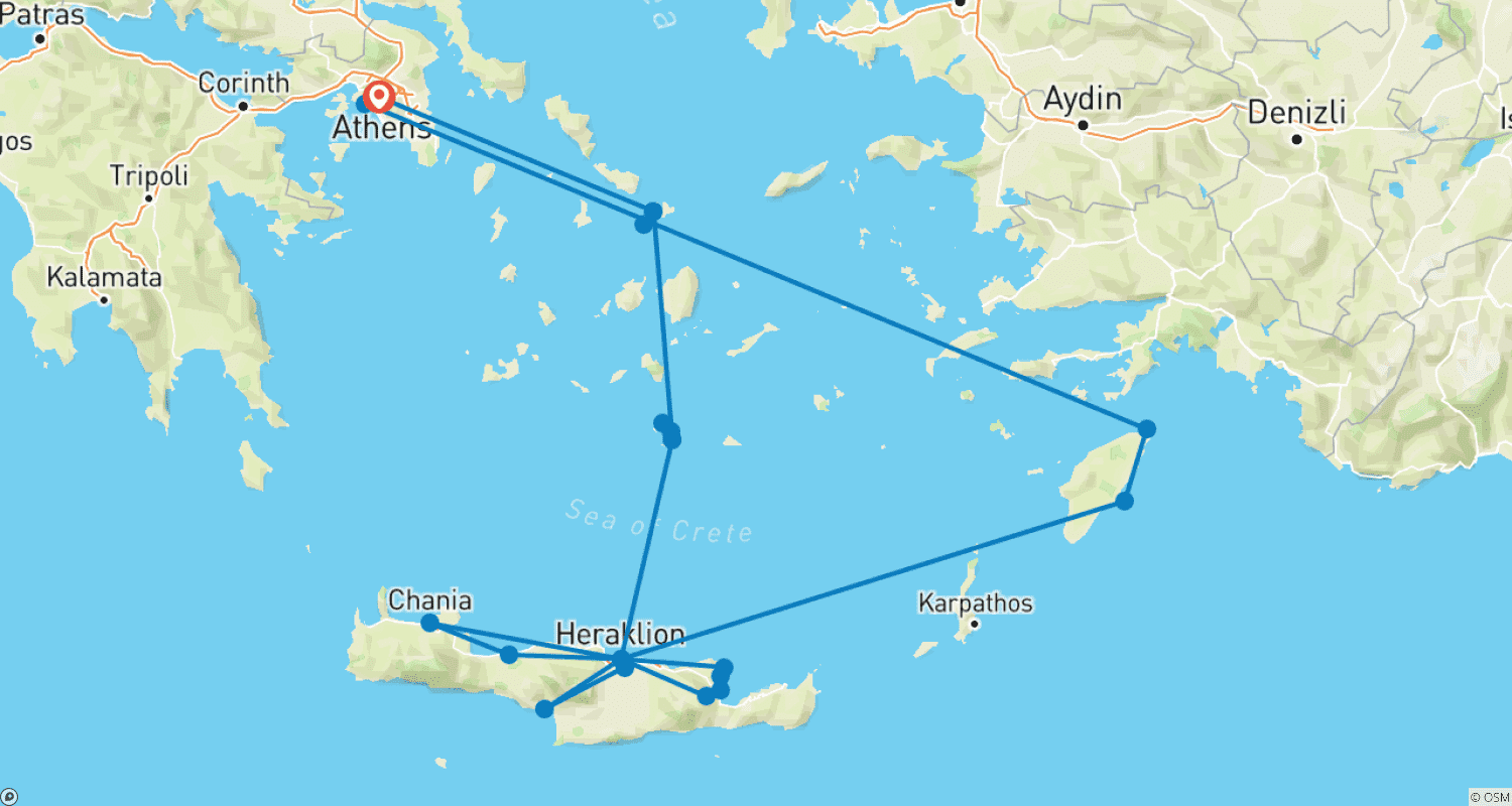 Mapa trasy: Niezbędna Grecja z Mykonos