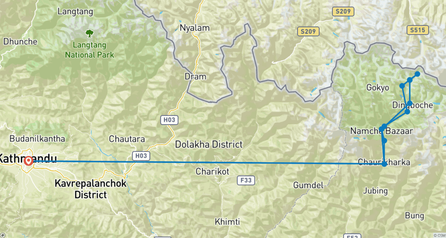 Mapa trasy: Trekking do Bazy pod Mount Everest