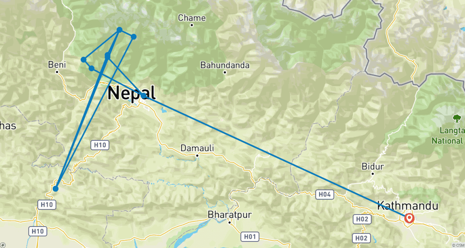 Mapa trasy: Trekking do Bazy Annapurny