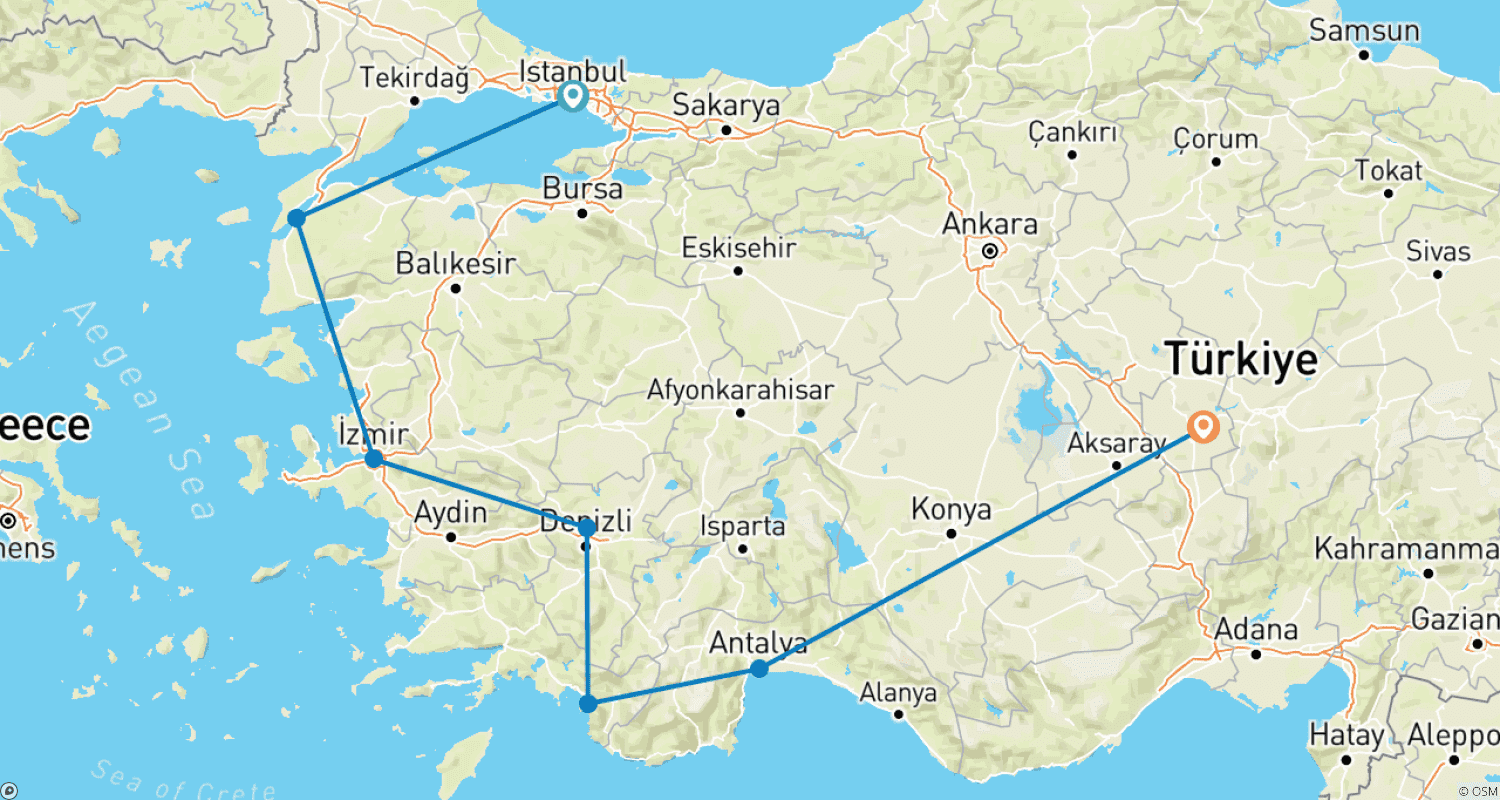 Mapa do percurso de O Melhor da Turquia