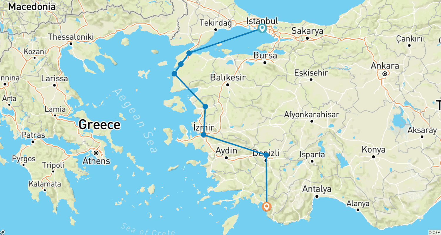 Mapa do percurso de Sabor da Turquia
