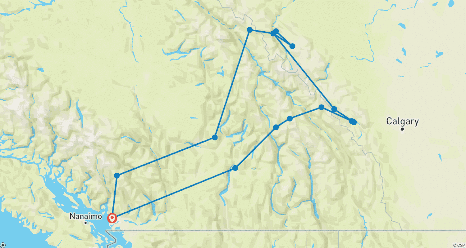 Mapa trasy: Kanada i Góry Skaliste