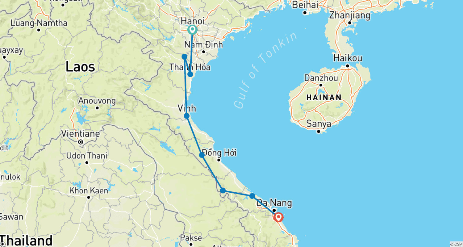 Mapa trasy: Wietnam: Rowerowa przygoda Szlakiem Ho Chi Minha, 13 dni