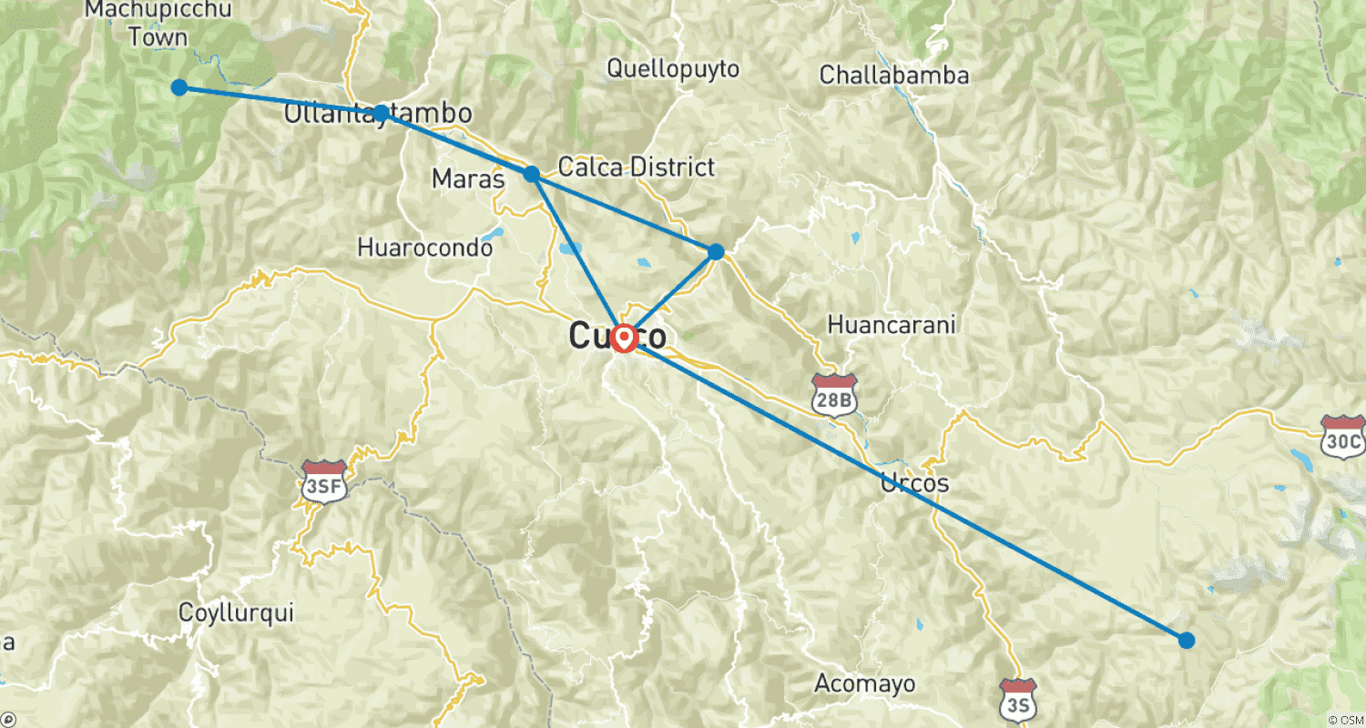 Mapa trasy: 5-dniowa podróż kolorów do Machu Picchu