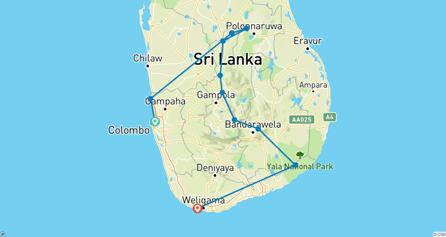 Mapa trasy: Najlepsze ze Sri Lanki