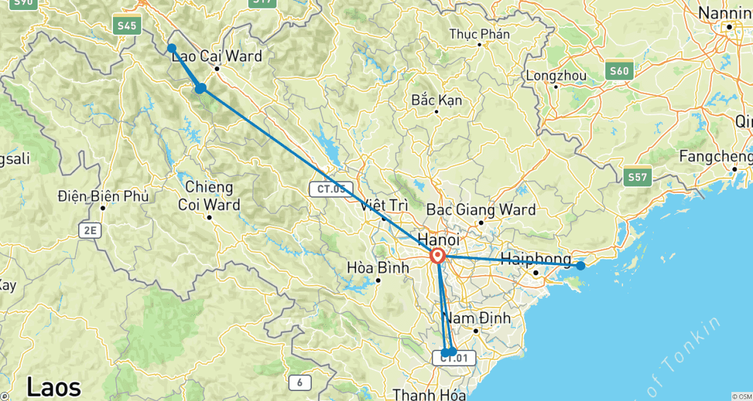 Mapa do percurso de TR2025002 - 7 dias Hanói, Sapa e Baía de Halong