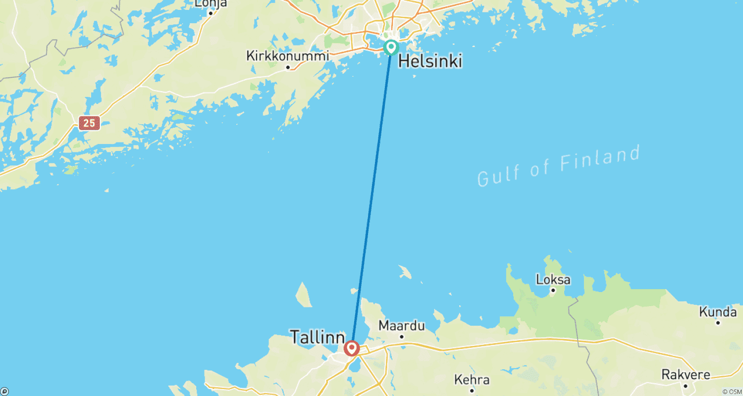 バルト海の宝石：ヘルシンキとタリンの旅のルートマップ