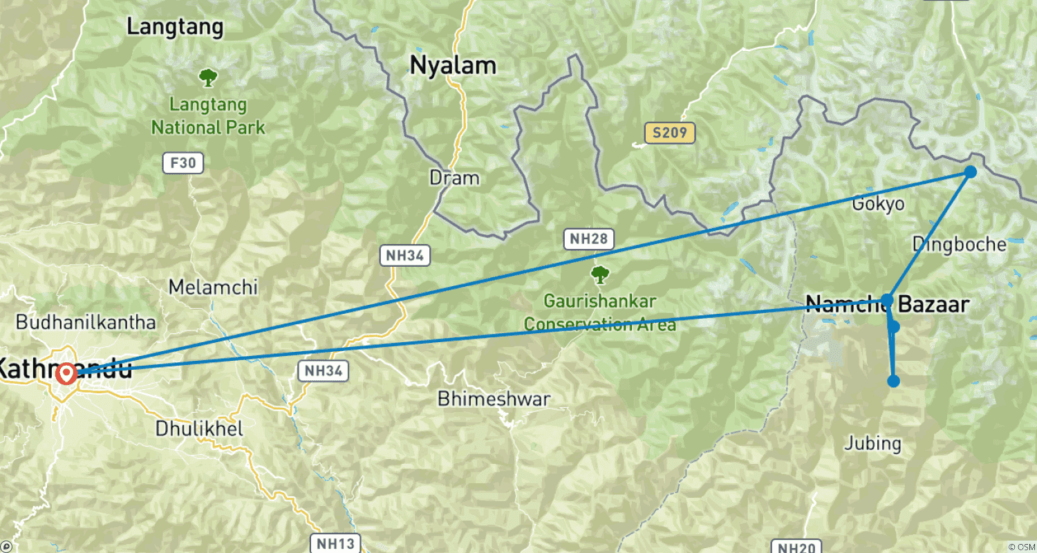 Mapa trasy: Trekking z widokiem na Everest