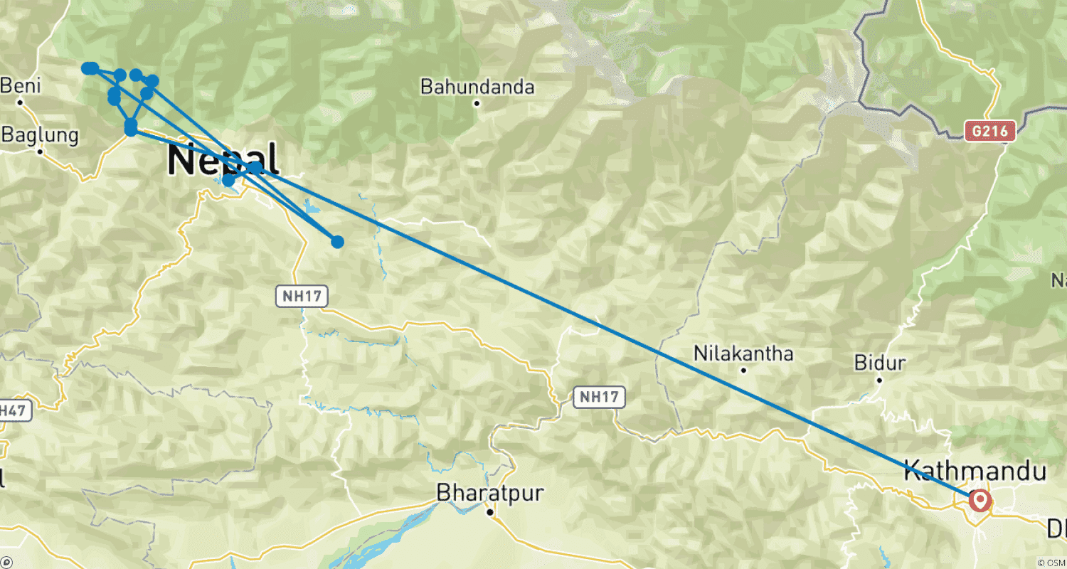 Mapa trasy: Annapurna Panorama Trek