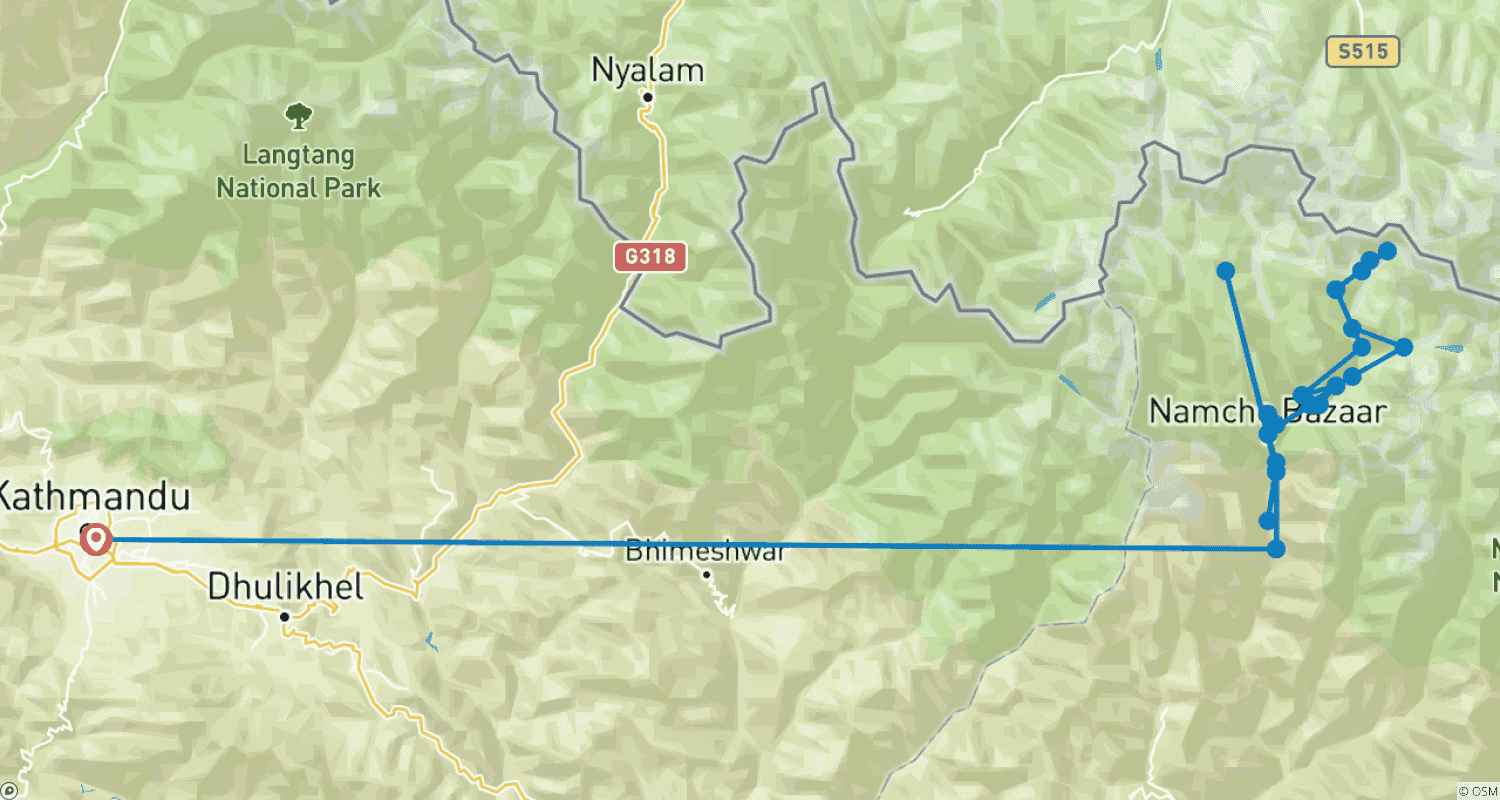 Mapa trasy: Trekking do Bazy pod Everestem