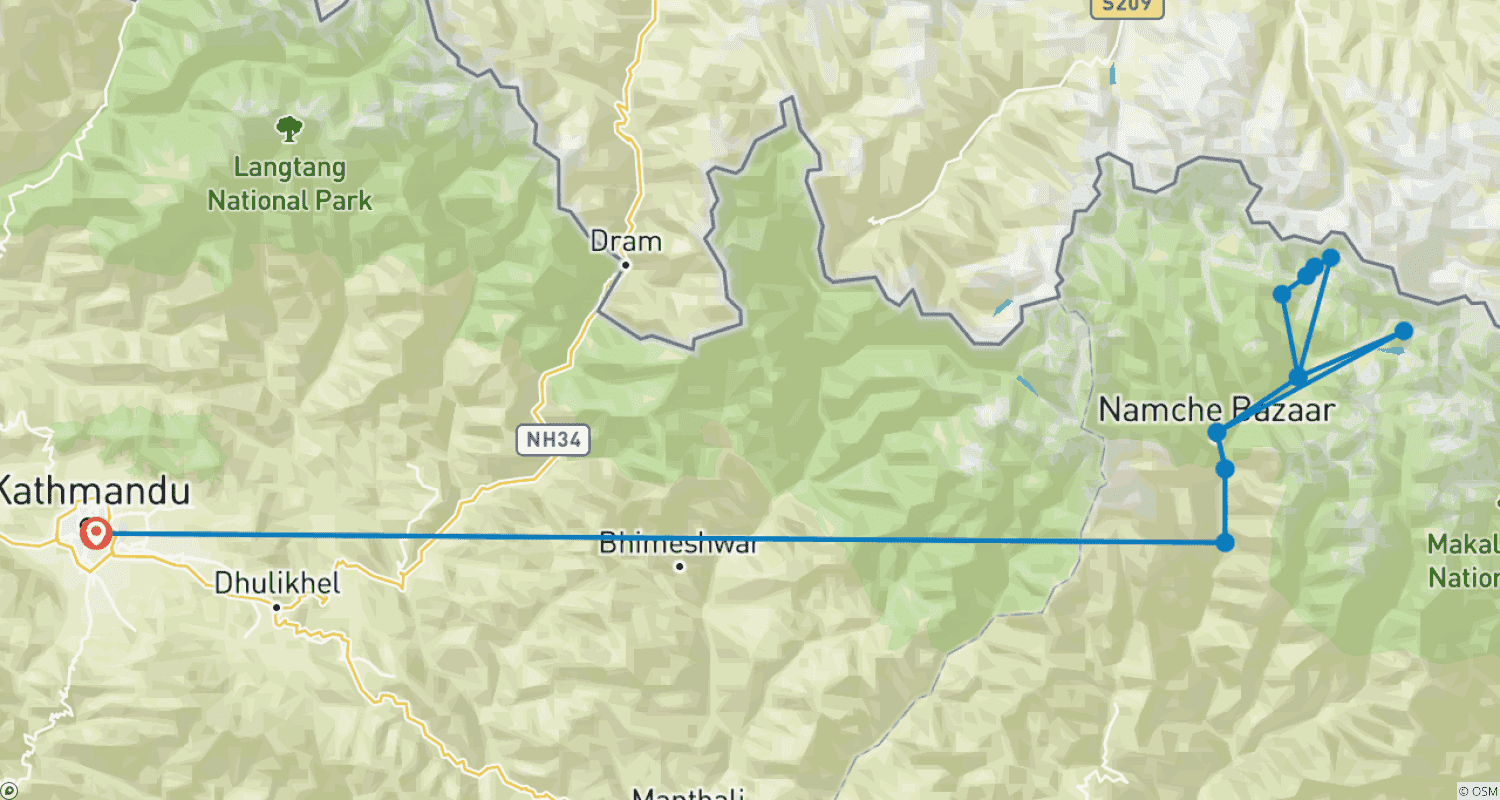 Mapa do percurso de Escalada ao Island Peak 14 Dias