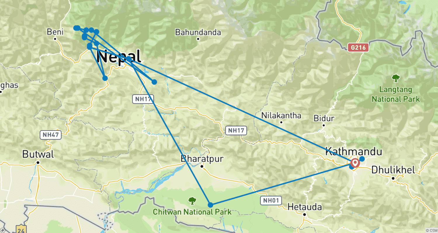 Mapa do percurso de Slow And Easy Trekking In Annapurna