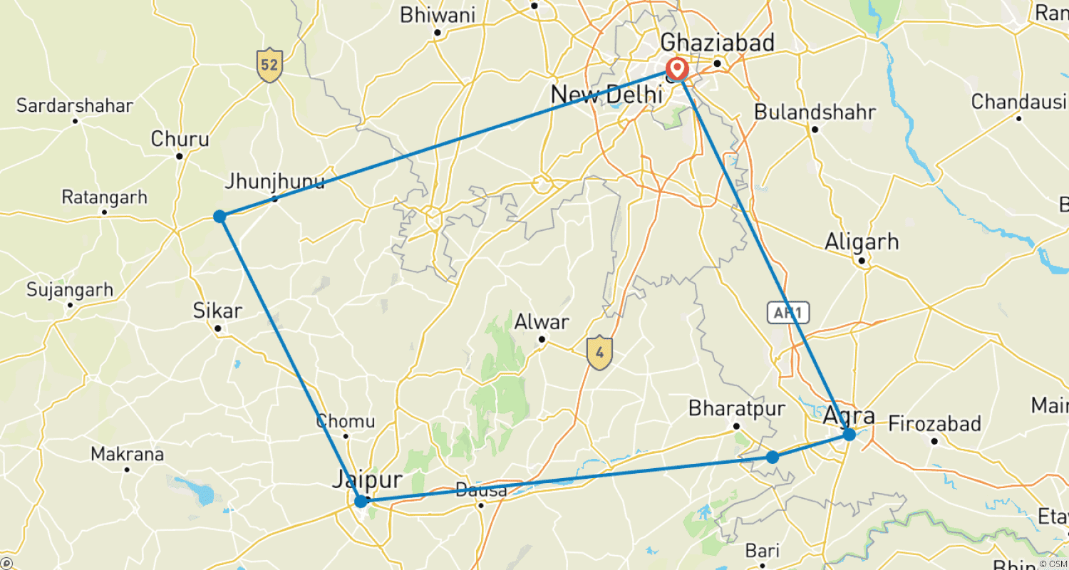 Mapa trasy: Wycieczka po indyjskim dziedzictwie z Taj Mahal