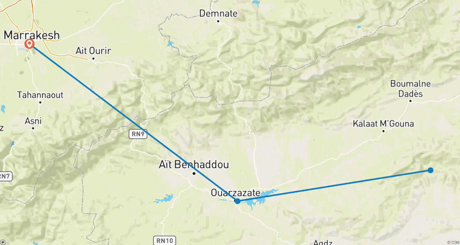 Mapa trasy: Wyprawa trekkingowa Jebel Saghro 8 dni