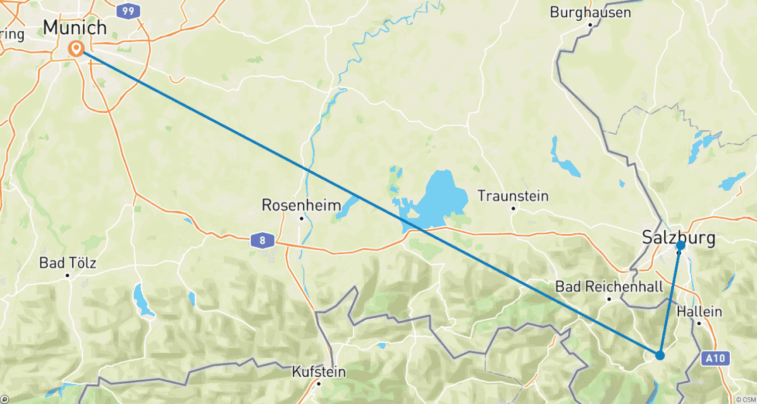 Mapa do percurso de Krampus em Berchtesgaden com Mercados de Natal