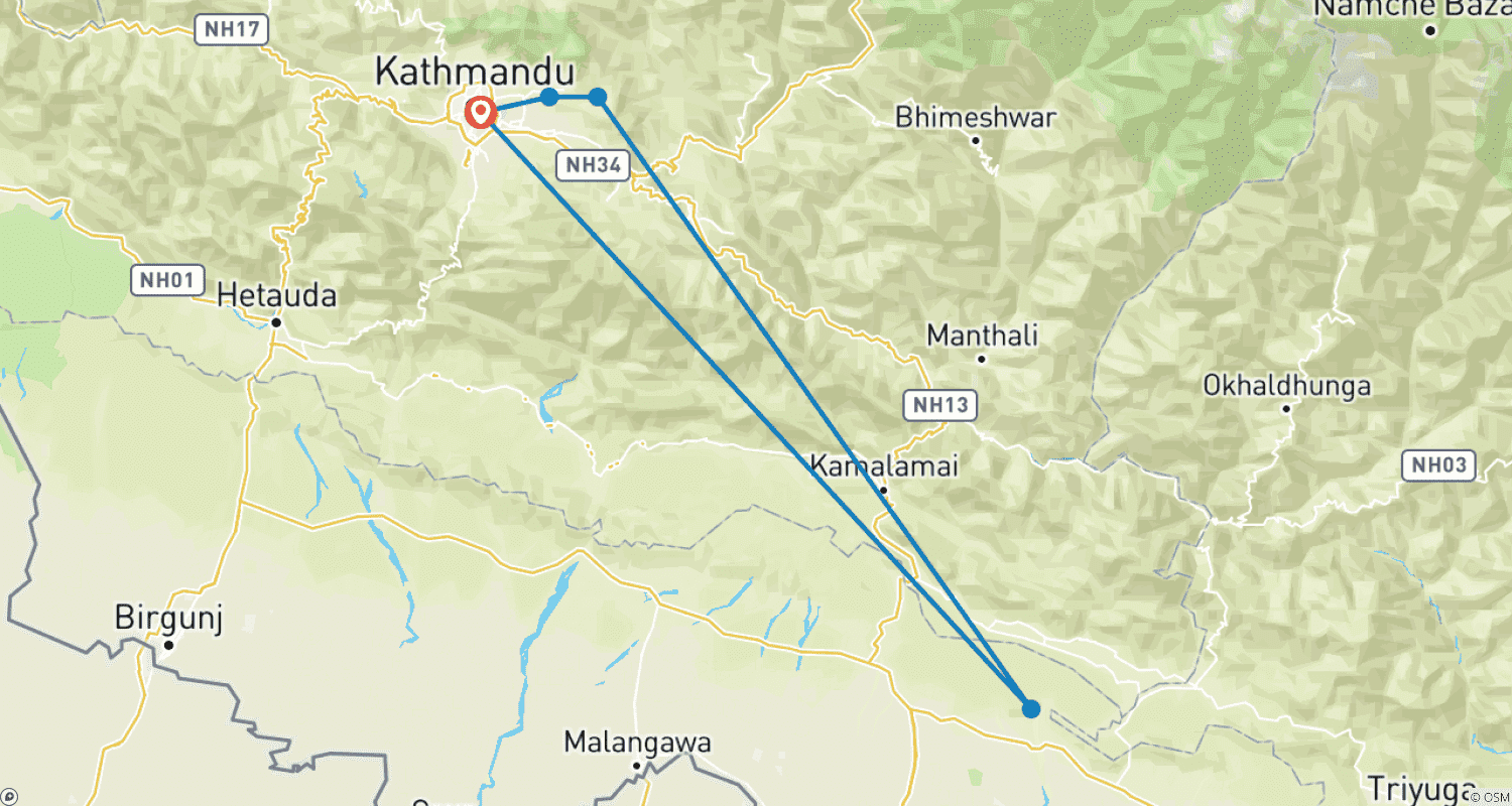 Mapa trasy: Trekking w Katmandu